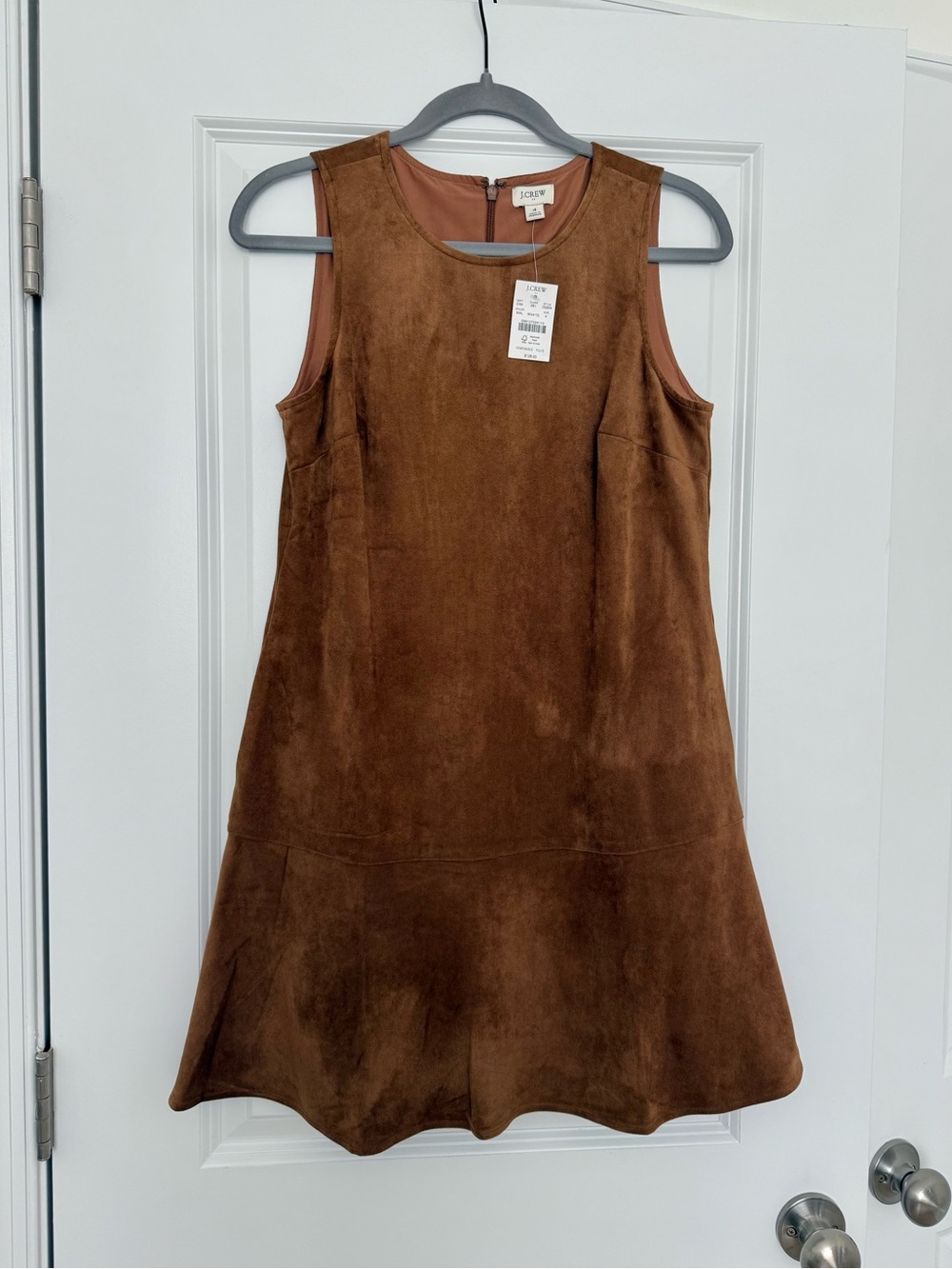 J. Crew Brown Suede Sleeveless Flared Dress